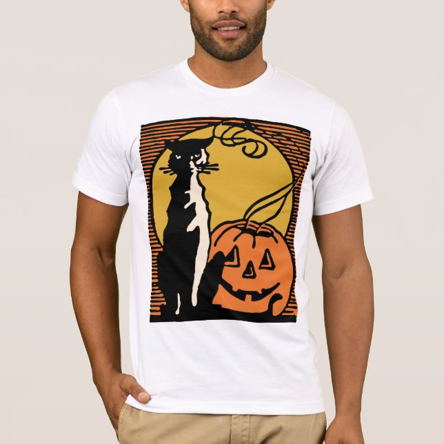 Vintage Halloween Cat and Jack O'Lantern Shirt (Front)