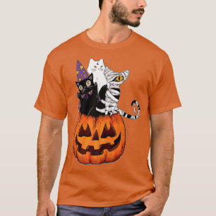 Vintage Halloween Cat Costume, Scary Jack-O-Lanter T-Shirt