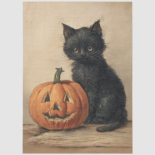 Vintage Halloween Cat Decoupage Tissue Paper