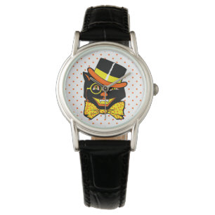Vintage Halloween Cat in Top Hat Watch
