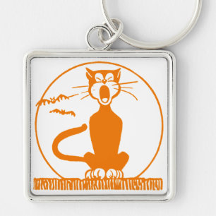 Vintage Halloween Cat Key Ring