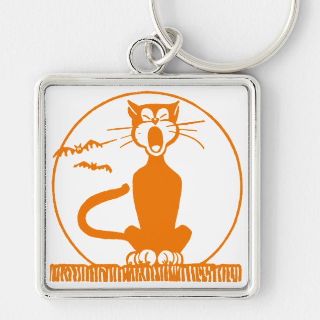 Vintage Halloween Cat Key Ring (Front)