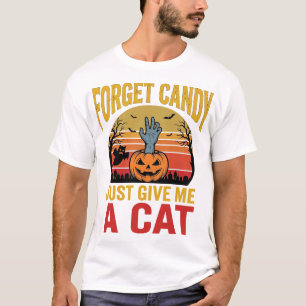 Vintage Halloween Cat Lover Funny Candy Shirt Desi