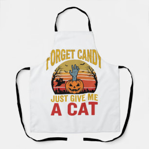 Vintage Halloween Cat Lover Funny Candy Shirt Desi Apron