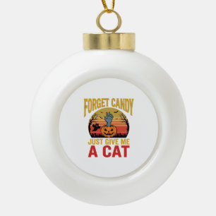Vintage Halloween Cat Lover Funny Candy Shirt Desi Ceramic Ball Christmas Ornament