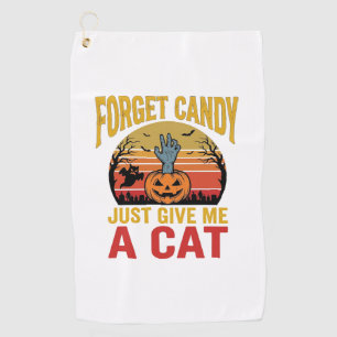 Vintage Halloween Cat Lover Funny Candy Shirt Desi Golf Towel