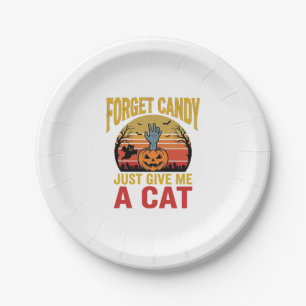 Vintage Halloween Cat Lover Funny Candy Shirt Desi Paper Plate