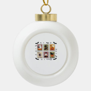 Vintage Halloween Cat Postage Stamp Collection T-s Ceramic Ball Christmas Ornament