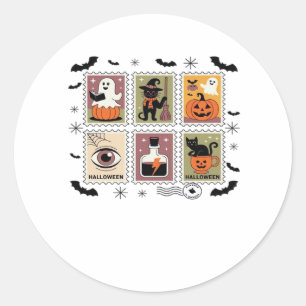 Vintage Halloween Cat Postage Stamp Collection T-s Classic Round Sticker