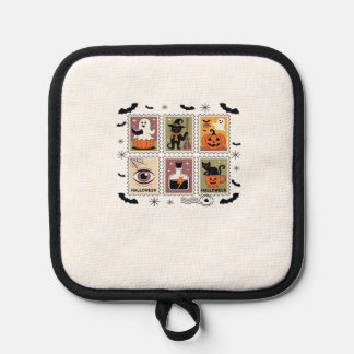 Vintage Halloween Cat Postage Stamp Collection T-s Pot Holder
