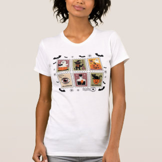 Vintage Halloween Cat Postage Stamp Collection T-s T-Shirt