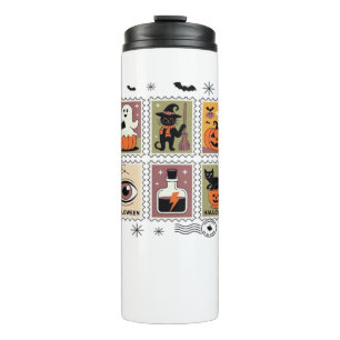 Vintage Halloween Cat Postage Stamp Collection T-s Thermal Tumbler