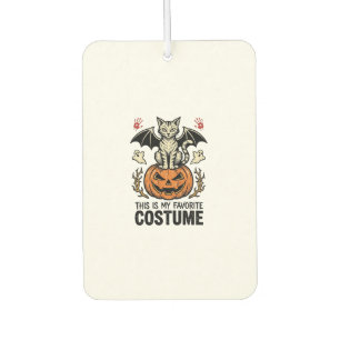 Vintage Halloween Cat Pumpkin Costume Shirt Design Car Air Freshener