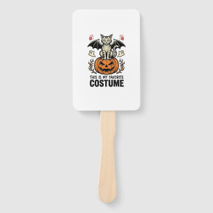 Vintage Halloween Cat Pumpkin Costume Shirt Design Hand Fan