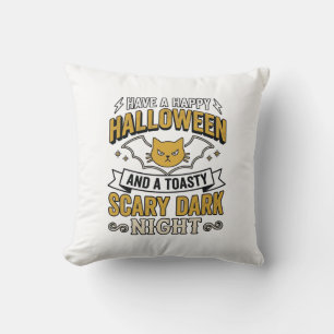 Vintage Halloween Cat Scary Dark Night Design_1 Cushion