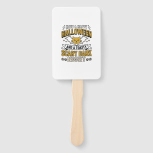 Vintage Halloween Cat Scary Dark Night Design_1 Hand Fan