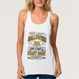 Vintage Halloween Cat Scary Dark Night Design_1 Singlet