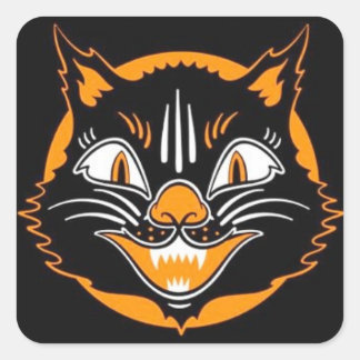 Vintage Halloween Cat Stickers