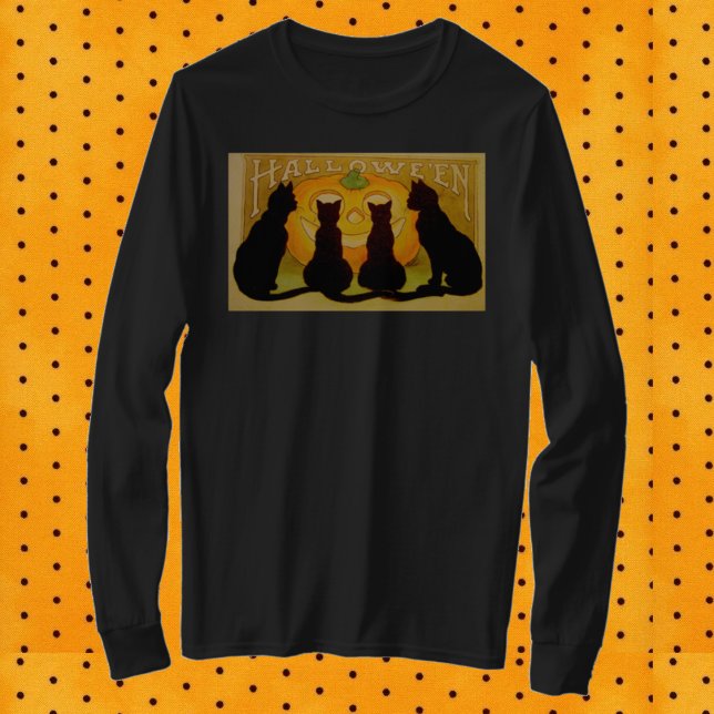 Vintage Halloween Cats and Jack O'Lantern T-Shirt (Creator Uploaded)