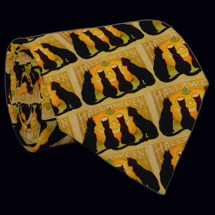 Vintage Halloween Cats and Jack O'Lantern Tie