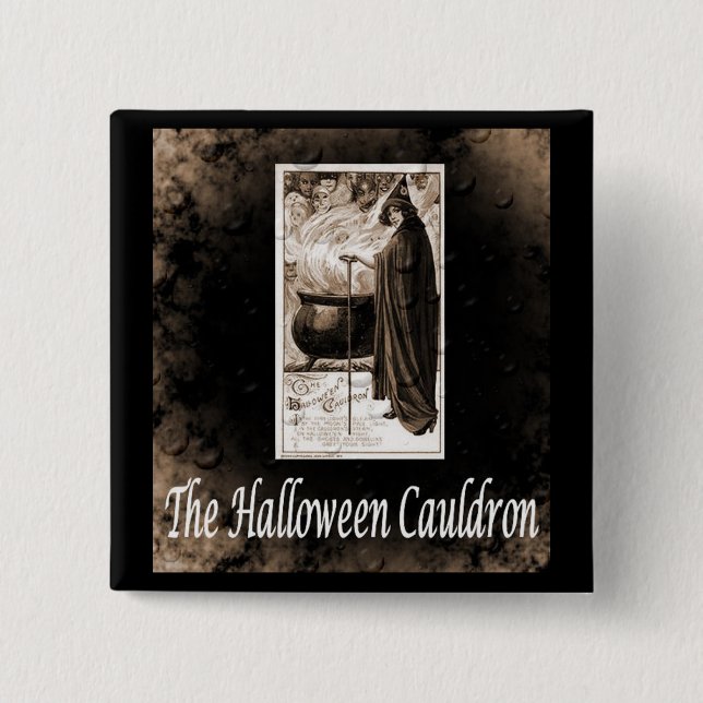 Vintage Halloween Cauldron 15 Cm Square Badge (Front)