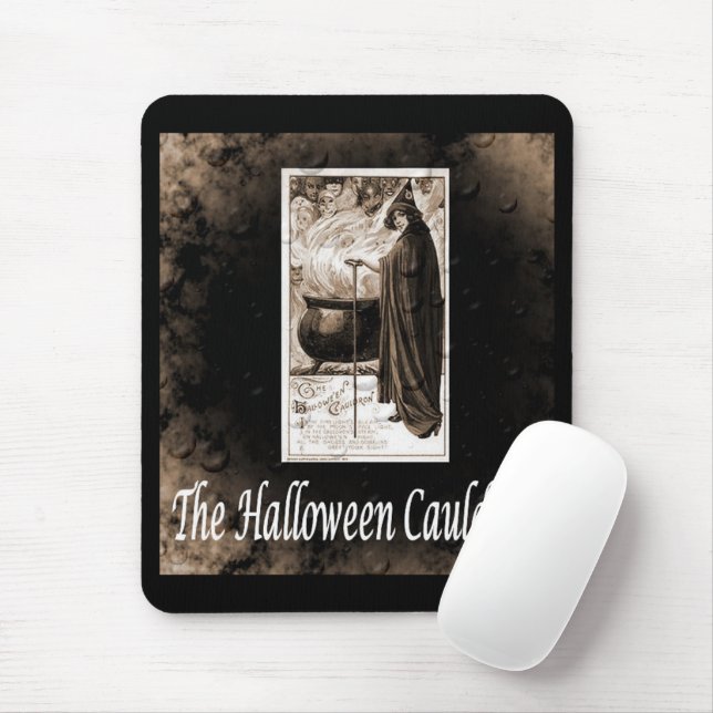 Vintage Halloween Cauldron Mouse Pad (With Mouse)