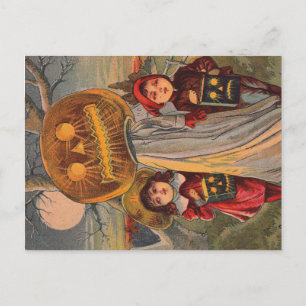 Vintage Halloween Children Announcement Postcard