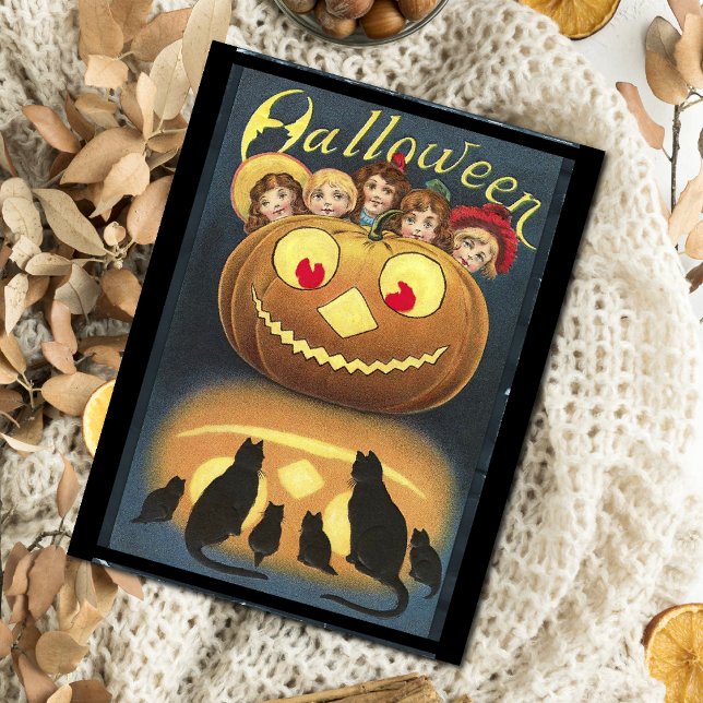 Vintage Halloween Children Hiding Behind Pumpkin (Creator Uploaded)