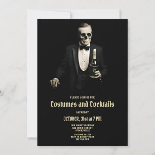 Vintage Halloween Cocktails and Costumes Invite