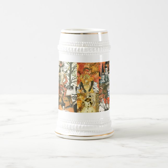 Vintage Halloween Collage Beer Stein (Center)