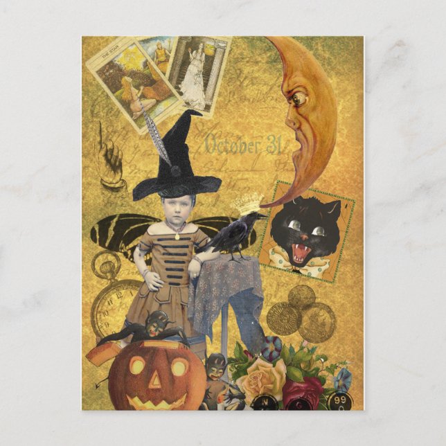 Vintage Halloween Collage Postcard (Front)