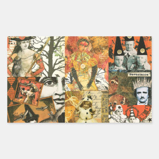Vintage Halloween Collage Rectangular Sticker