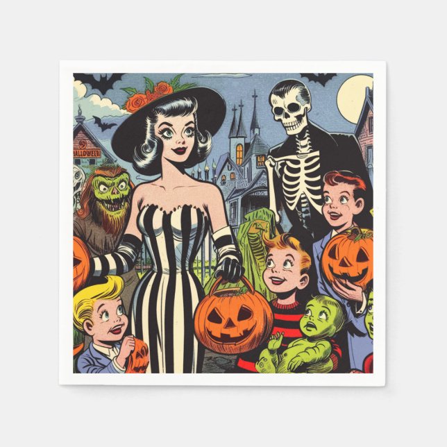 Vintage Halloween Comics Napkin (Front)