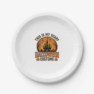 Vintage Halloween Costume Haunted Castle Shirt Des Paper Plate