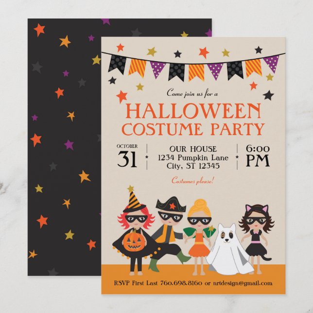 Vintage Halloween Costume Party Invitation (Front/Back)