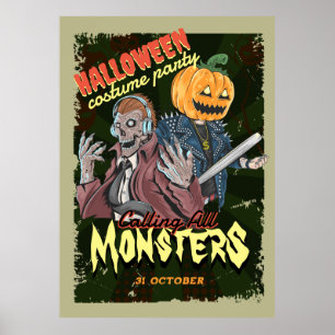 Vintage Halloween Costume theme Birthday Party Poster