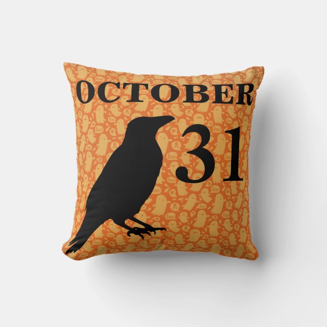 Vintage Halloween crow pillow (Front)