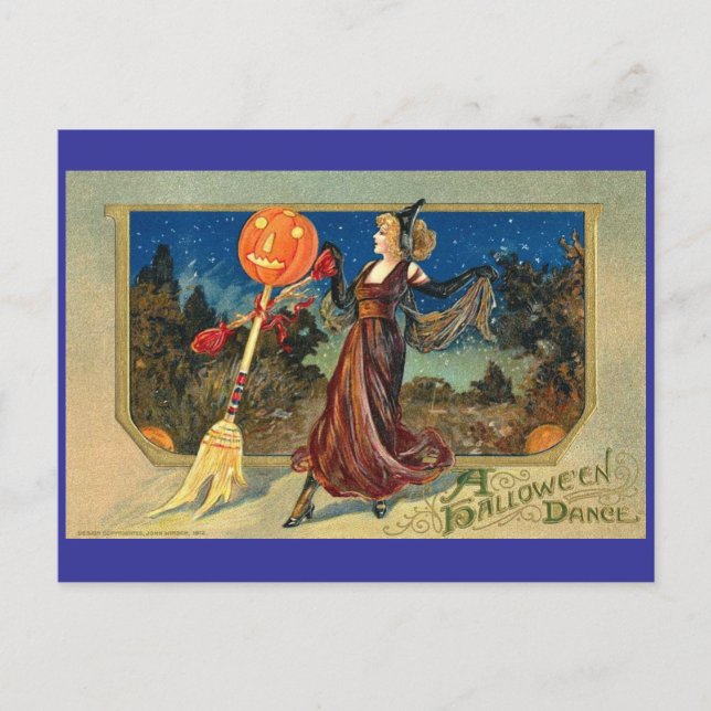 Vintage Halloween Dance Postcard (Front)