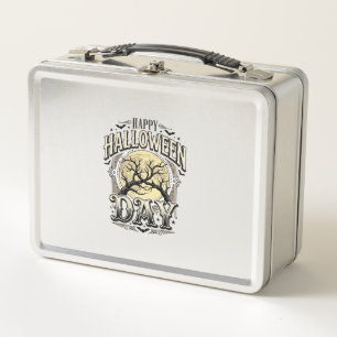Vintage Halloween Day Moon Tree Branch Shirt Desig Metal Lunch Box