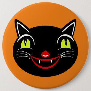 Vintage Halloween Decoration Black Cat I 6 Cm Round Badge