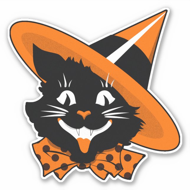 Vintage Halloween Decoration Witch Cat (Front)