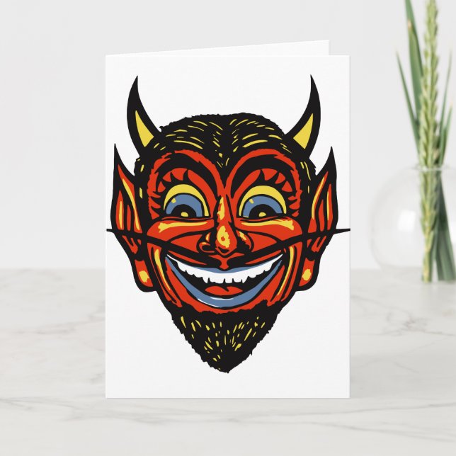 Vintage Halloween Devil Head Card (Front)