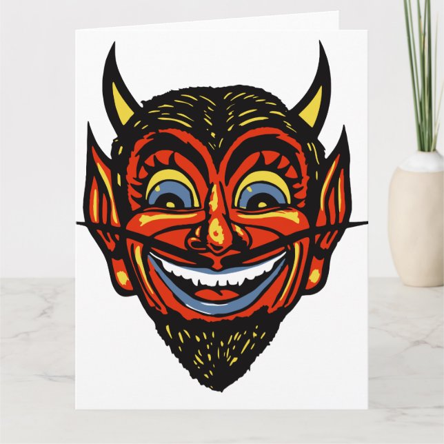 Vintage Halloween Devil Head Card (Front)