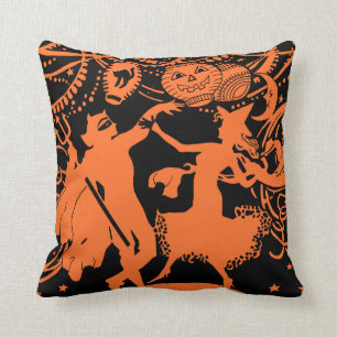 Vintage Halloween Devil Witch Dance Cushion