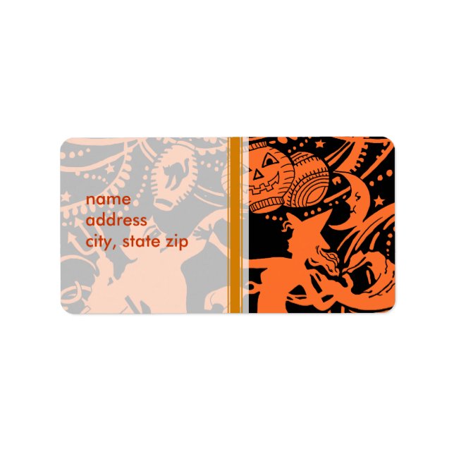 Vintage Halloween Devil Witch Dance Label (Front)