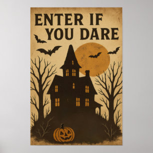 Vintage Halloween Enter if You Dare Poster