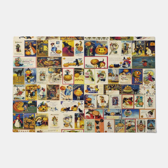 Vintage Halloween Ephemera Doormat (Front)