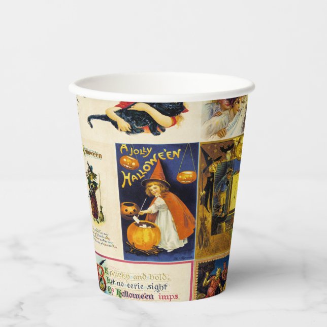 Vintage Halloween Ephemera Paper Cups (Front)