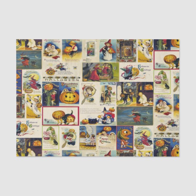 Vintage Halloween Ephemera Tissue Paper (Front)