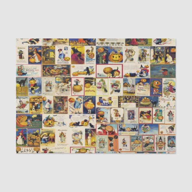 Vintage Halloween Ephemera Tissue Paper (Front)